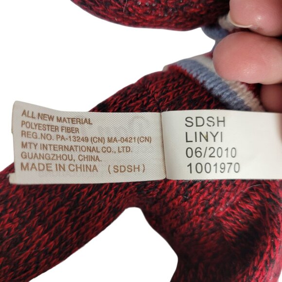 Retro Red Knit Cute Sock Monkey Toy Stripe Sweater DanDee Pom Pom Hat Plush Kids - Picture 6 of 9